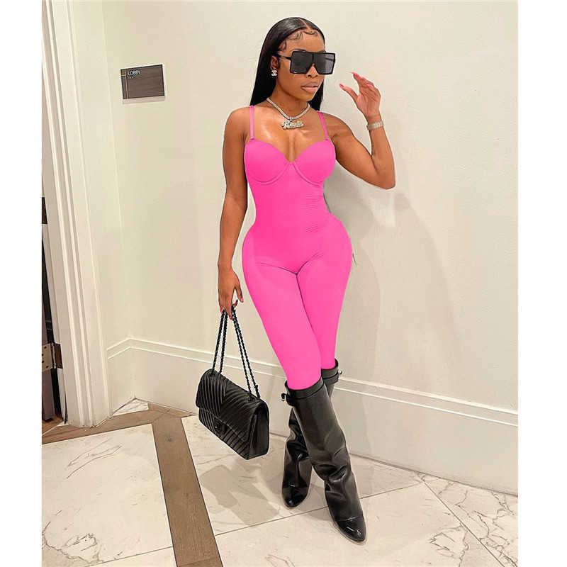 2023 Sexy Jumpsuits for Women Summer Sleeveless Playsuits Spaghetti Strap Onesies Nightclub Sexy Solid Rompers