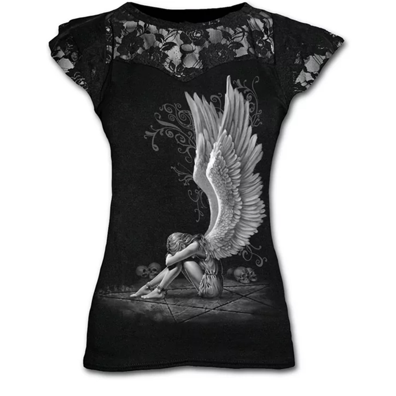Plus Size Goth Graphic Lace T Shirts for Women Gothic Clothing Black Grunge Punk Tees Ladies Y2k Short Sleeve Tops Summer Tshirt 220407, White
Plus Size Goth Graphic Lace T Shirts for Women Gothic Clothing Black Grunge Punk Tees Ladies Y2k Short Sleeve Tops Summer Tshirt 220407, White