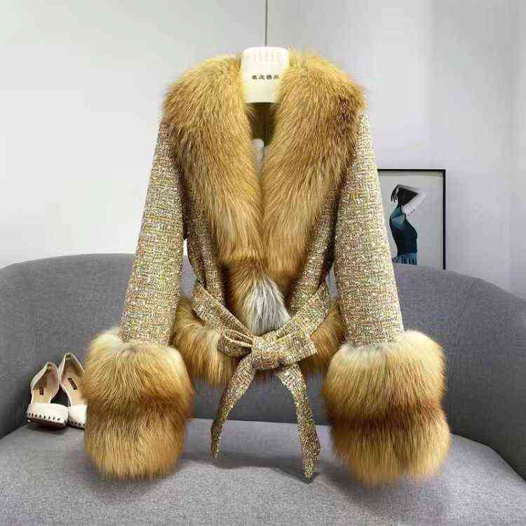 Female Woolen Coat fur Collar Casual Women Fur Jacket Winter Temperament Fashion Short High-Quality Women Fur Jacket Parkas T220816