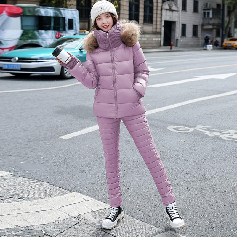 Women's Two Piece Pants Glossy Down Cotton Suit Women's Winter Korean Hooded Fur Collar Jacket Slim Thick Trousers Ski Two-piece SetWome, Black
Women's Two Piece Pants Glossy Down Cotton Suit Women's Winter Korean Hooded Fur Collar Jacket Slim Thick Trousers Ski Two-piece SetWome, Black