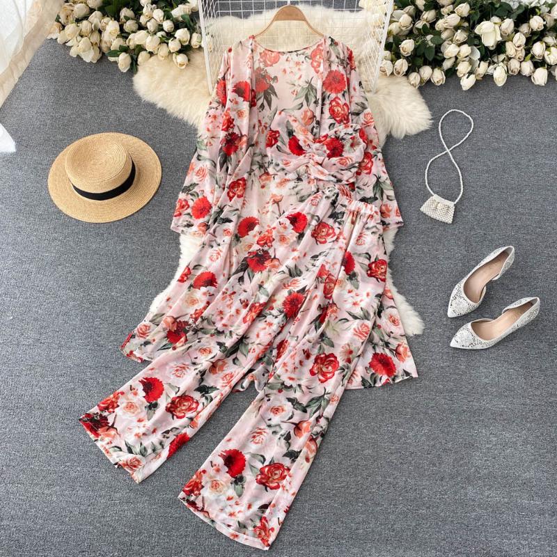 Women's Two Piece Pants 3pcs Pant Sets Women 2022 Spring Summer Floral Print Blouses Tops Vest And Wide Leg Suits Female Fashion Outfits Out, Black
Women's Two Piece Pants 3pcs Pant Sets Women 2022 Spring Summer Floral Print Blouses Tops Vest And Wide Leg Suits Female Fashion Outfits Out, Black