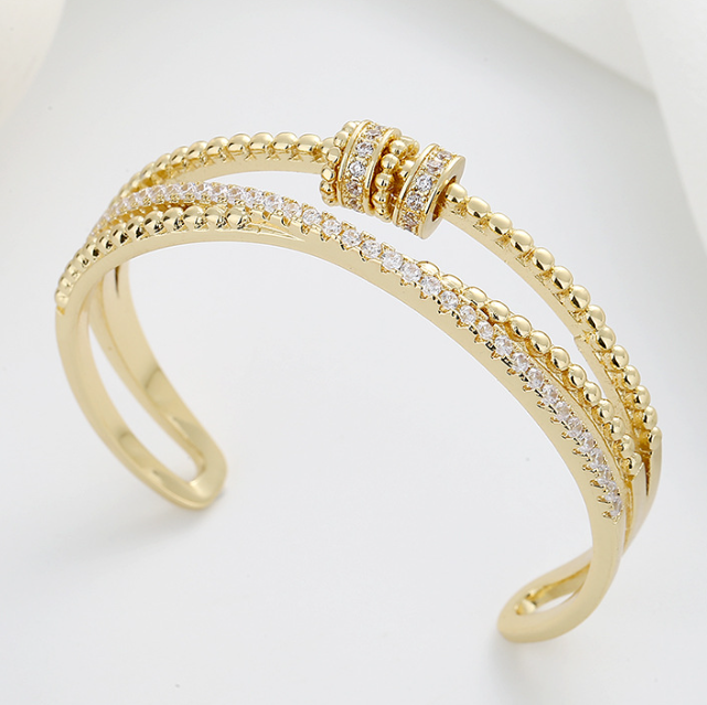 American New Double-Line Fashion Smart Lucky Beads Micro-Inlaid Open-Ended Bracelet Women's Multi-Layer Rotating Zircon Jewelry
American New Double-Line Fashion Smart Lucky Beads Micro-Inlaid Open-Ended Bracelet Women's Multi-Layer Rotating Zircon Jewelry