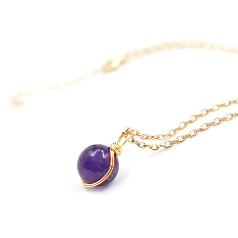 Natural Stone necklace 12mm Rose Quartz Tiger Eye Amethysts Energy Healing Chakra Pendant Necklaces Women Jewelry