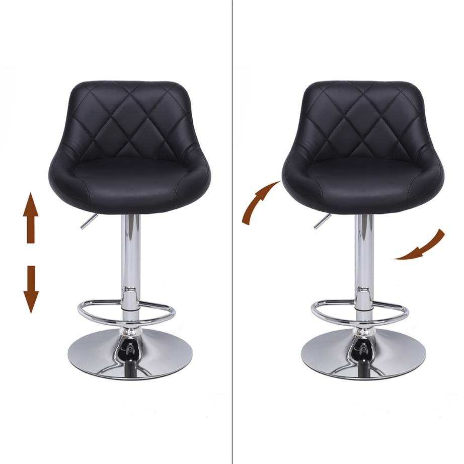 WACO Modern Bar Stools High Tools Type 2pcs Adjustable Chair Disk Rhombus Backrest Design Dining Counter Pub Chairs Black286M5723841