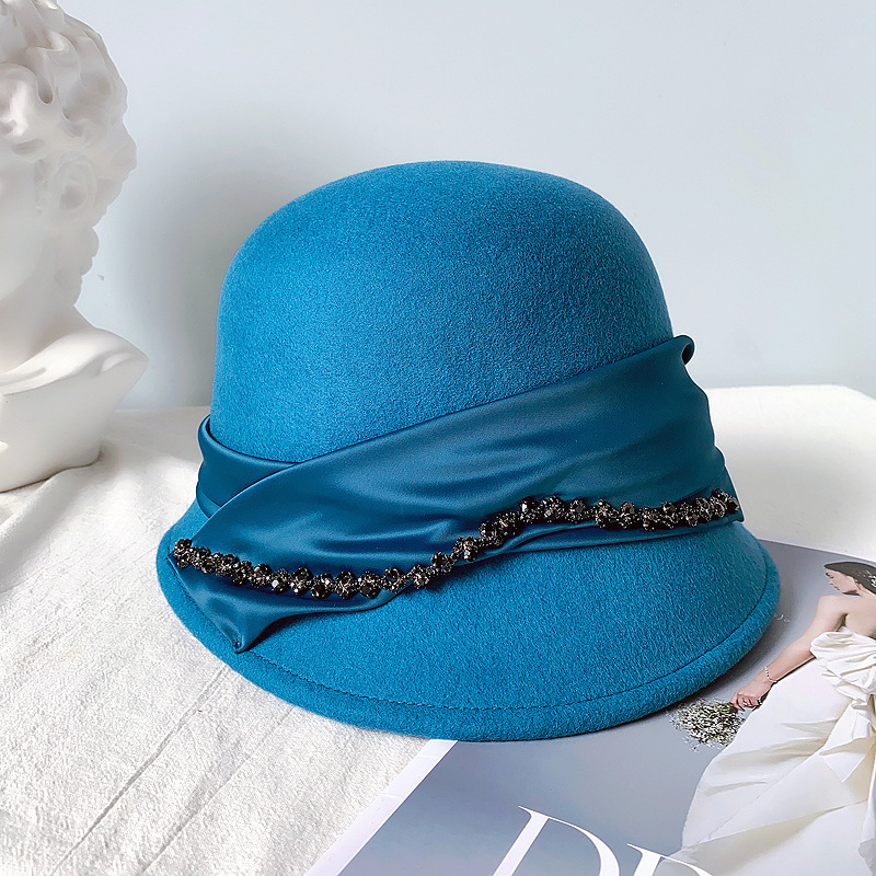 Spring Fashion Vintage Women Ladies Wool Fe Bucket Dome Bell Bow Felt Cap s Hat 220615