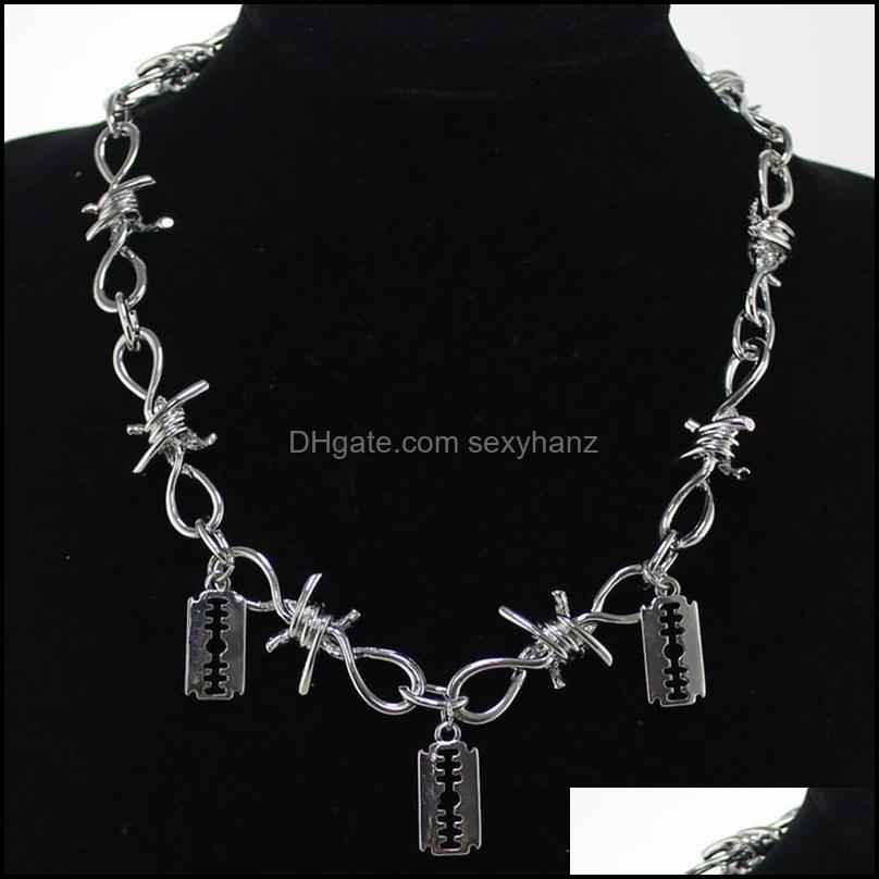 Chains Necklaces Pendants Jewelry Barbed Wire Necklace Hip Hop Thorns Choker Bracelet Punk Rock Stainless Steel Set Women Men Dme
Chains Necklaces Pendants Jewelry Barbed Wire Necklace Hip Hop Thorns Choker Bracelet Punk Rock Stainless Steel Set Women Men Dme