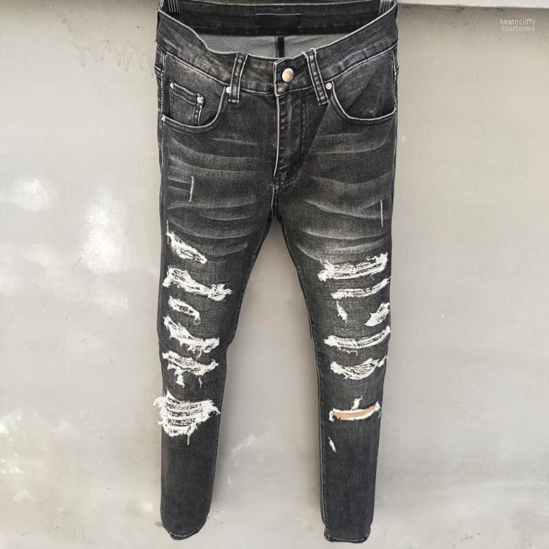 Men's Jeans Patchwork Punk Hip Hop Pants Streetwear 2022 Men Black Pleated Stitching Elastic Slim Fit Destroyed Ripped MenMen's Heat22
Men's Jeans Patchwork Punk Hip Hop Pants Streetwear 2022 Men Black Pleated Stitching Elastic Slim Fit Destroyed Ripped MenMen's Heat22