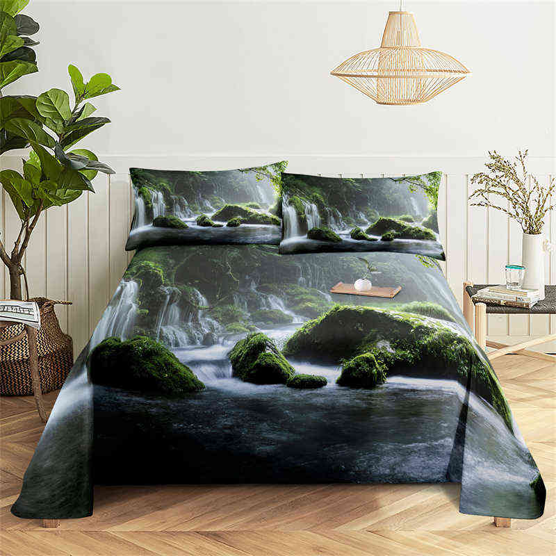 Landscape Scenery Duvet Cover Set Digital Printing Sun Lake Comforter Cover with case for Teens Bedding Set King Full Size L220711