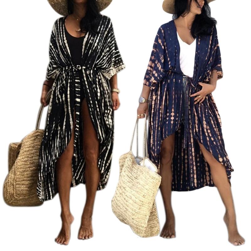 Women's Swimwear Women Swimsuit Bikini Cover Up 3/4 Sleeves Tie-Dye Striped Printed Open Front Kimono Cardigan Belted Waist BeachwearWomen's, Deep blue
Women's Swimwear Women Swimsuit Bikini Cover Up 3/4 Sleeves Tie-Dye Striped Printed Open Front Kimono Cardigan Belted Waist BeachwearWomen's, Deep blue