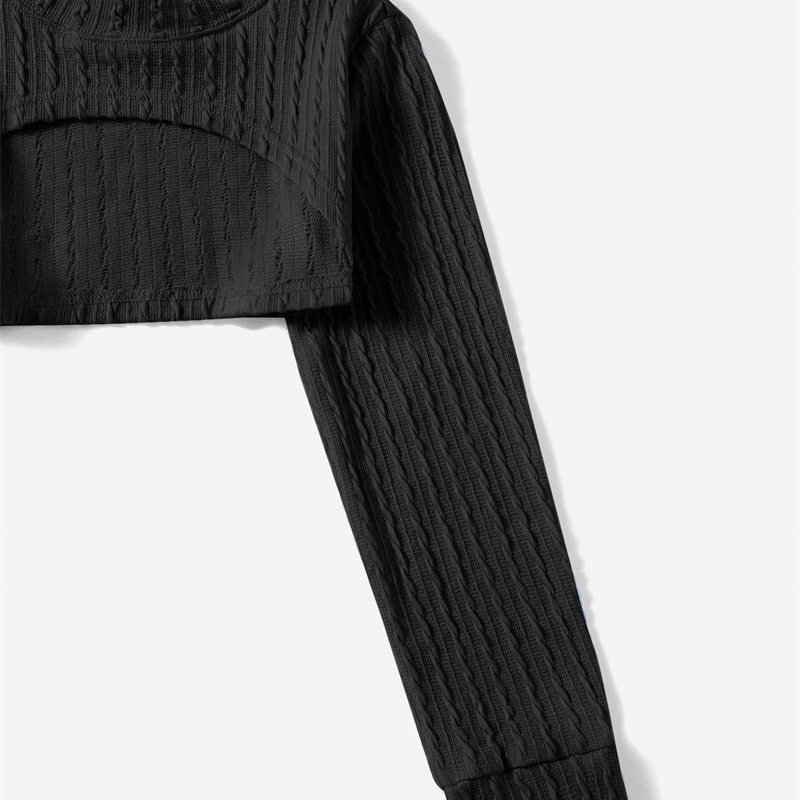 Girls Mock Neck Asymmetrical Hem Textured Top & Tank SHE