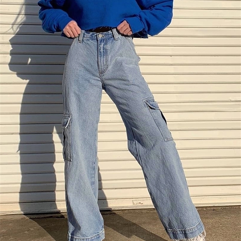 Weekeep Pockets Patchwork High Waist Jeans Women Streetwear Straight Jean Femme Blue 100% Cotton Cargo Pants Basic Baggy Trouser 220402
Weekeep Pockets Patchwork High Waist Jeans Women Streetwear Straight Jean Femme Blue 100% Cotton Cargo Pants Basic Baggy Trouser 220402
