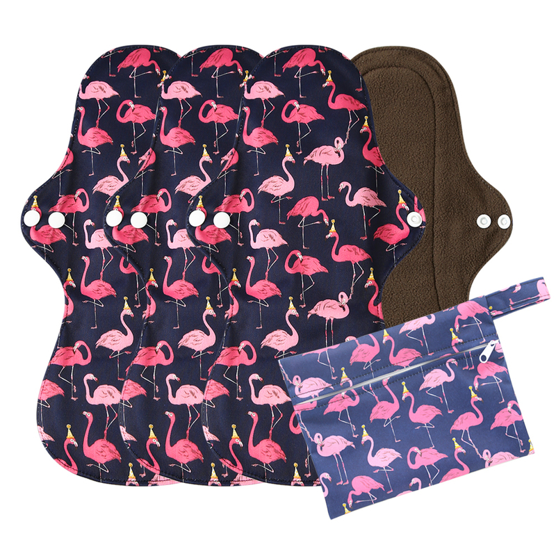 Heavy Flow Reusable Bamboo Charcoal Menstrual Pads Szie XL Sanitary Pads Washable Mama Sanitary Towel Pad 4pcs+1 wet bag 220512