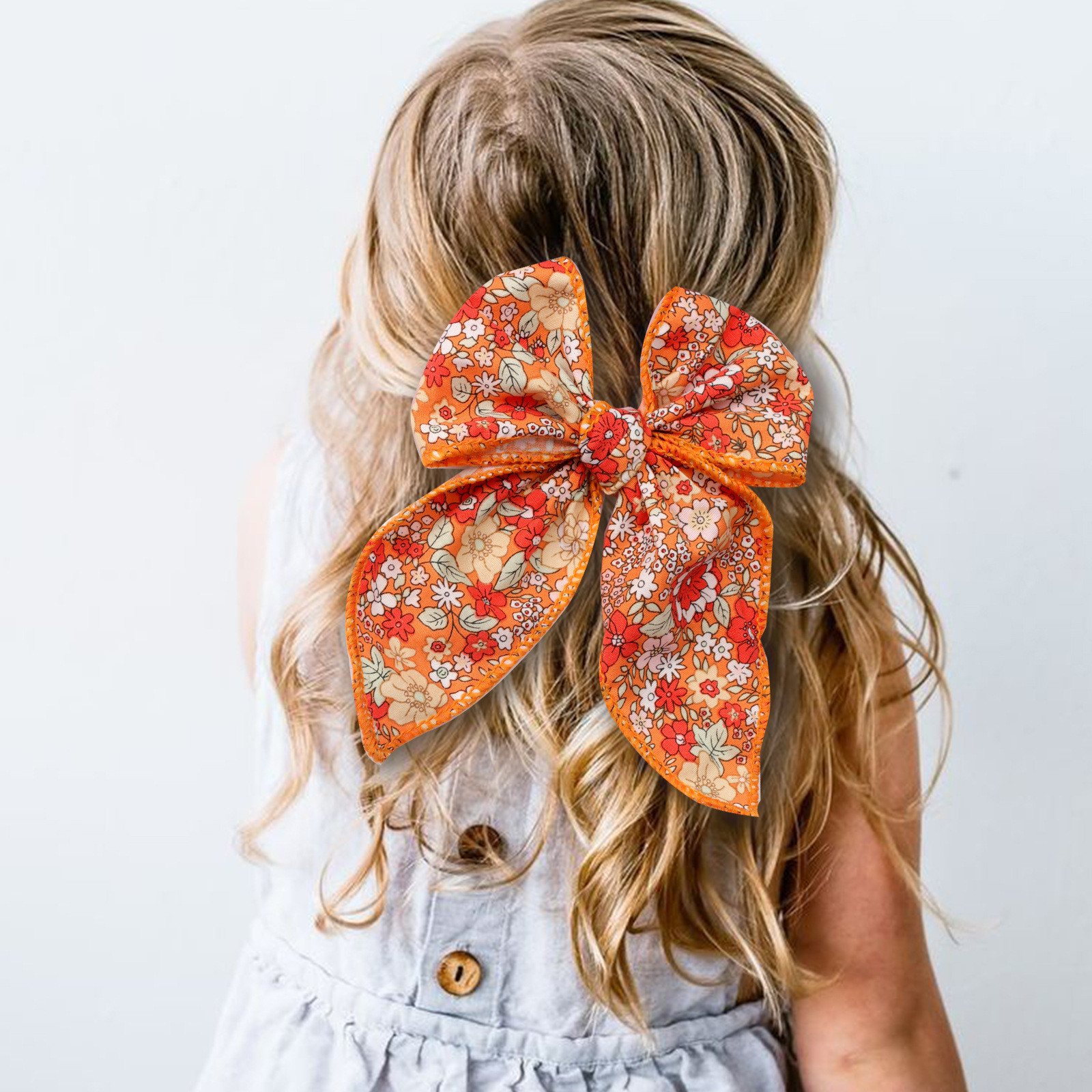 New 5" Floral Prints Fable Bow Hair Clips Baby Cotton Hair Bow Hairpins Girls Kids Curled Edge bow Barrettes Children