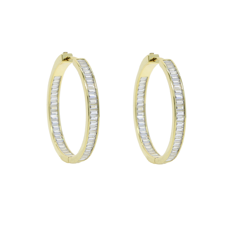 New Styles 37mm Round Cubic Zircon Hoop Earring With Gold Silver Plated engagement Wedding Earrings For Women Lady Luxury Jewelry Wholesale