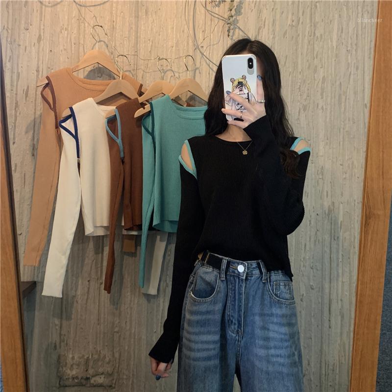 Women's Blouses & Shirts Autumn Strapless Design Long-sleeved Sweater Top Hollow Contrast Color Bottoming Shirt, Black
Women's Blouses & Shirts Autumn Strapless Design Long-sleeved Sweater Top Hollow Contrast Color Bottoming Shirt, Black