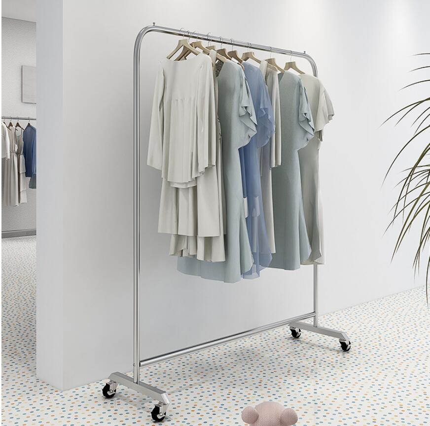Clothing store display rack Commercial Furniture floor mounted clothes racks stainless steel clothes hanger wheeled mobile gantry