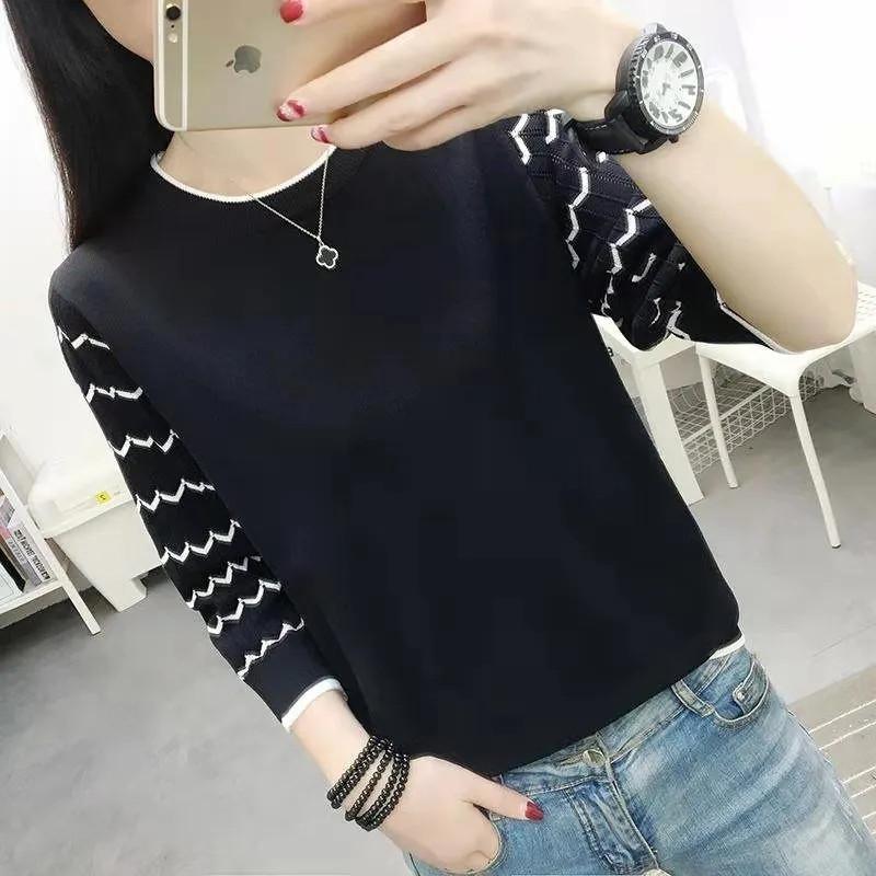 Women' Sweaters Spring Summer Loose Ice Silk Knitted T-shirt Women' Round Neck Striped 3/4 Sleeve Bottoming Shirt Sweater Top Harajuku, Blue
Women' Sweaters Spring Summer Loose Ice Silk Knitted T-shirt Women' Round Neck Striped 3/4 Sleeve Bottoming Shirt Sweater Top Harajuku, Blue