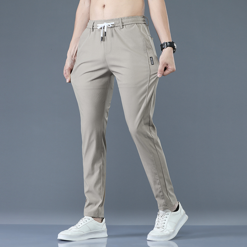 Men's Trousers Spring Summer Thin Green Solid Color Fashion Pocket Applique Full Length Casual Work Pants Pantalon 220509