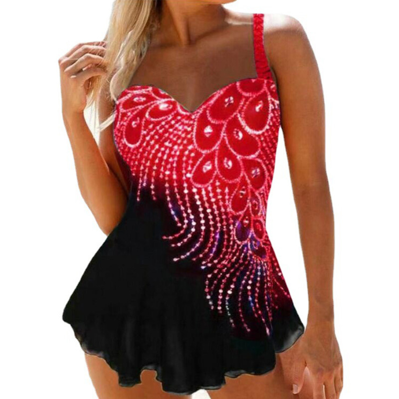 S 8XL Large Size Swimwear ONE PIEC Peacock Printing Bikini Plus XXL Bikinis Set Beachwear Summer Brazilian Swimsuit 220704