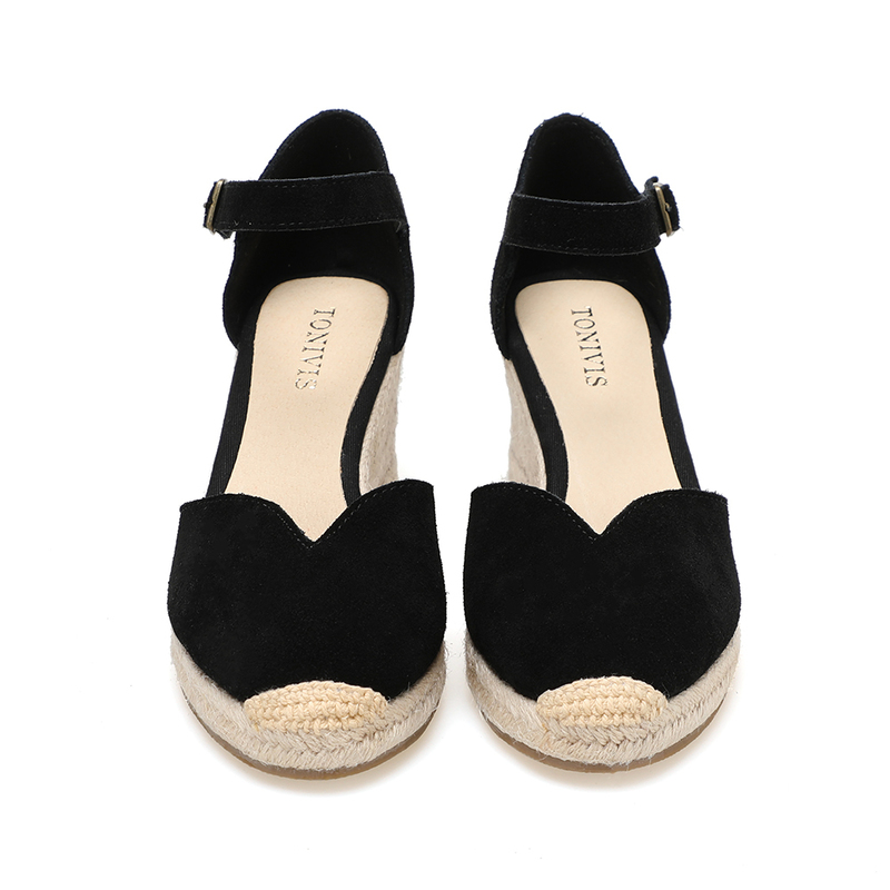 5-9cm Sandalias Mujer Promotion Genuine Ankle-wrap Sandals Sapatos Mulher Wedge Heel Shoes For Closed Toe Wedges Ladies 220328
