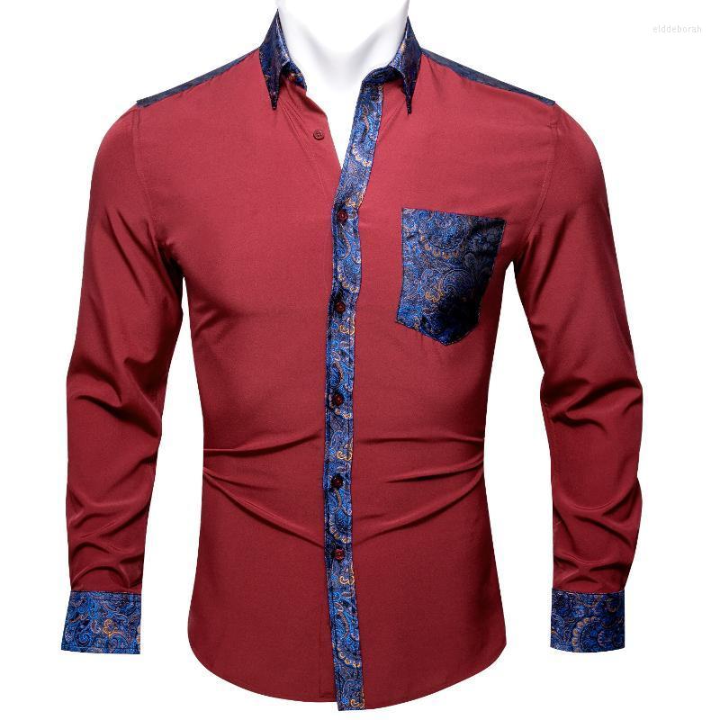 Men's Dress Shirts Barry.Wang Red Solid Blue Paisley Splicing Shirt Man Long Sleeve Casual Soft For Men Designer Fit BCY-0308Men's Eldd22, Cy-0311
Men's Dress Shirts Barry.Wang Red Solid Blue Paisley Splicing Shirt Man Long Sleeve Casual Soft For Men Designer Fit BCY-0308Men's Eldd22, Cy-0311