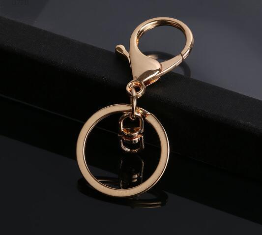 50pcs 30mm Keyring Multiple Colors Key Chains Rings Round Golden Silver-Plate Hook Lobster Clasp Keychain 220411