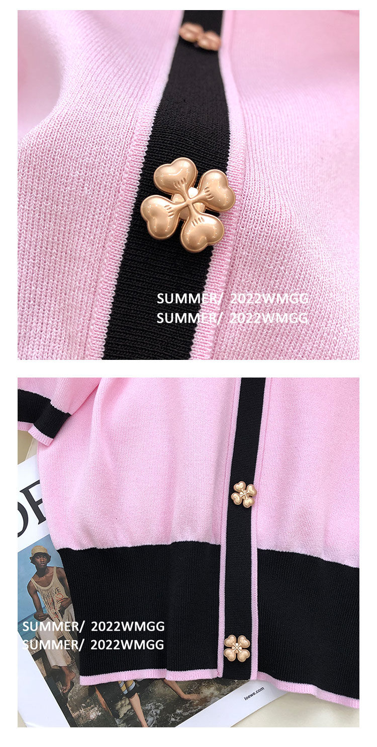 New design womens short sleeve o-neck color block flower buttons patched knits tees plus size SMLXL