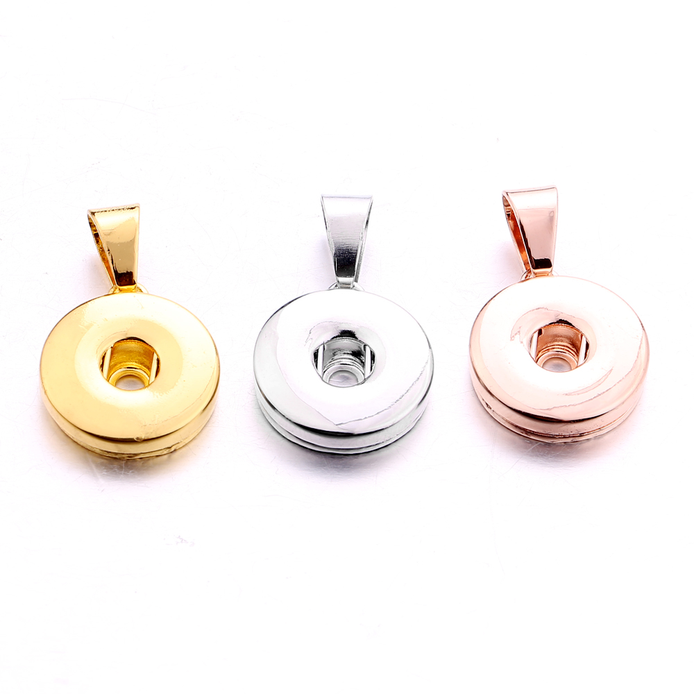silver gold Metal 18MM Ginger Snap Button Base Pendant charms for DIY Snaps Buttons Necklace earrings necklace Jewelry accessorie