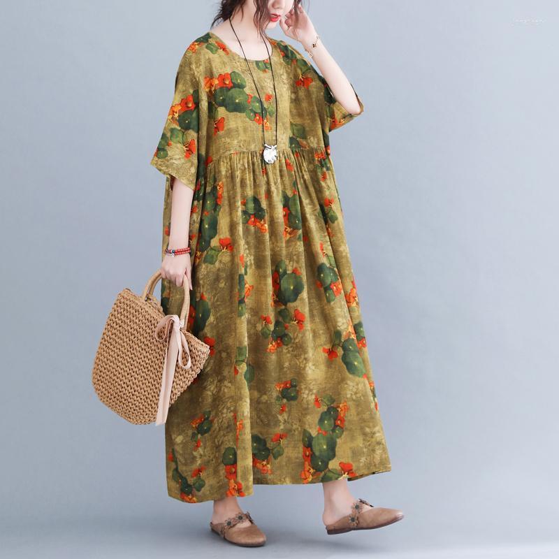 Plus Size Dresses BBIG Summer Women Vintage Elegant Leaf Flower Print Tops Ladies Female Large Long Casual Cotton Ruffles Tunic Dress Jona22, Khaki
Plus Size Dresses BBIG Summer Women Vintage Elegant Leaf Flower Print Tops Ladies Female Large Long Casual Cotton Ruffles Tunic Dress Jona22, Khaki