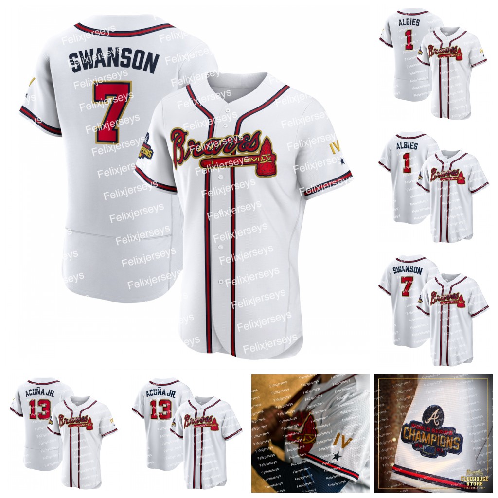 7 Dansby Swanson Braves 2022 Gold Program Jersey 28 Matt Olson Eddie Rosario Austin Riley Ozzie Albies Adam Duvall William Contreras Orlando Arcia Travis d'Arnaud, Flex base grey
7 Dansby Swanson Braves 2022 Gold Program Jersey 28 Matt Olson Eddie Rosario Austin Riley Ozzie Albies Adam Duvall William Contreras Orlando Arcia Travis d'Arnaud, Flex base grey