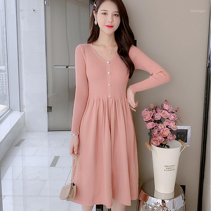 Autumn Winter Knitted Dress Women Long-sleeved Single-breasted Sweater Ladies Casual Elegant A-line Elastic Midi, Black
Autumn Winter Knitted Dress Women Long-sleeved Single-breasted Sweater Ladies Casual Elegant A-line Elastic Midi, Black