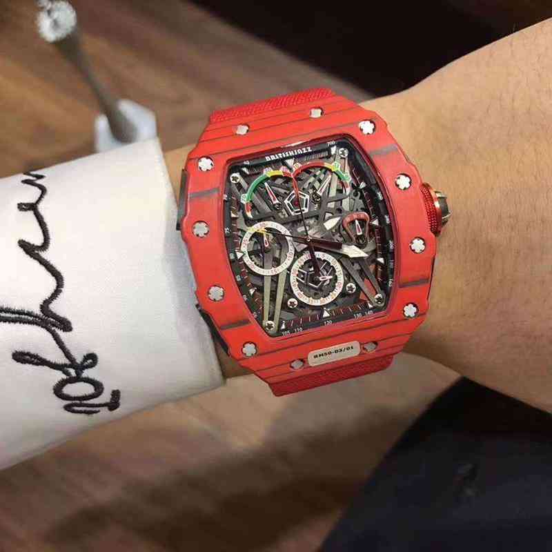 Luxury Mens Mechanics Watch Richa Fashion Brand Swiss Same Watch Wine Barrel Large Dial Multifunctional Mechanical Mill r, The black shell red strap is the same
Luxury Mens Mechanics Watch Richa Fashion Brand Swiss Same Watch Wine Barrel Large Dial Multifunctional Mechanical Mill r, The black shell red strap is the same