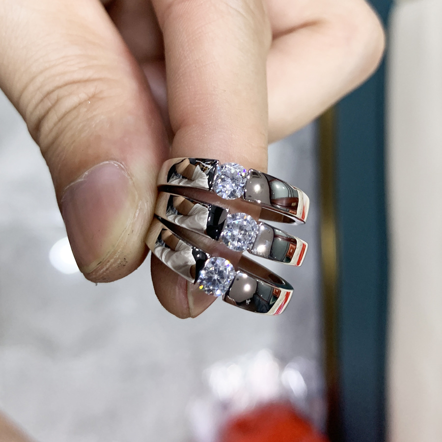 Sterg Solitaire Ring | Sier Round-Cut White Topaz CZ Eternity Wedding Band