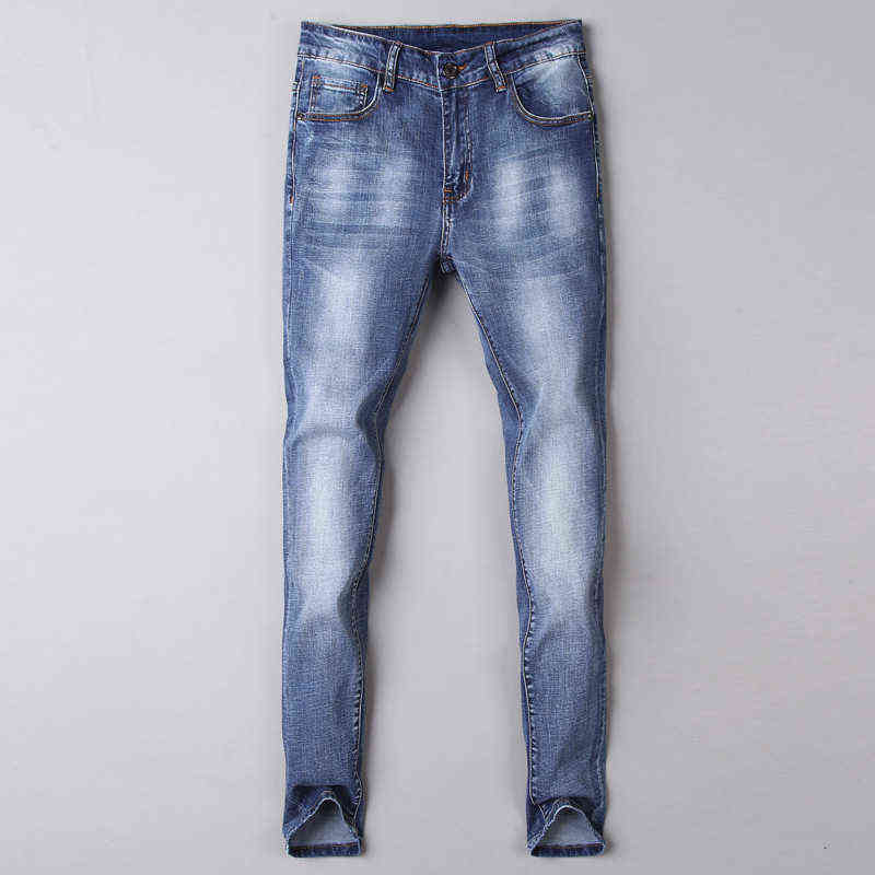 Brand Chao Jeans Men's Korean Version Elastic Slim Fit Small Feet Cotton Blue Spring and Summer Thin