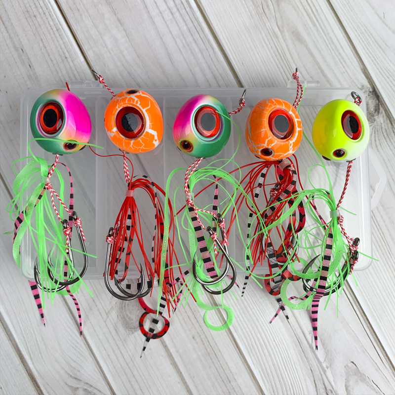 Inchiku Jigging Lures Sliding kabura 5pcs box 150g 120g 100g 80g 60g 40g Slider Snapper/Sea bream Jig head with BKK assist hook 220624