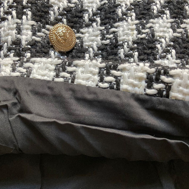 UKCNSEP Fashion Runway Skirt Women's Fringed Lion Buttons Houndstooth Tweed Mini 220317