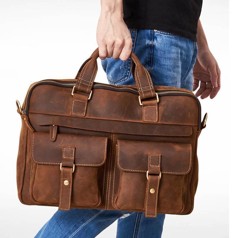 Luufan Men's Briefcase Genuine Leather Laptop Bag 15" PC Double Lawyer Computer Cowhide Male Men Work Tote HandBag Briefcases, Design2-brown
Luufan Men's Briefcase Genuine Leather Laptop Bag 15" PC Double Lawyer Computer Cowhide Male Men Work Tote HandBag Briefcases, Design2-brown