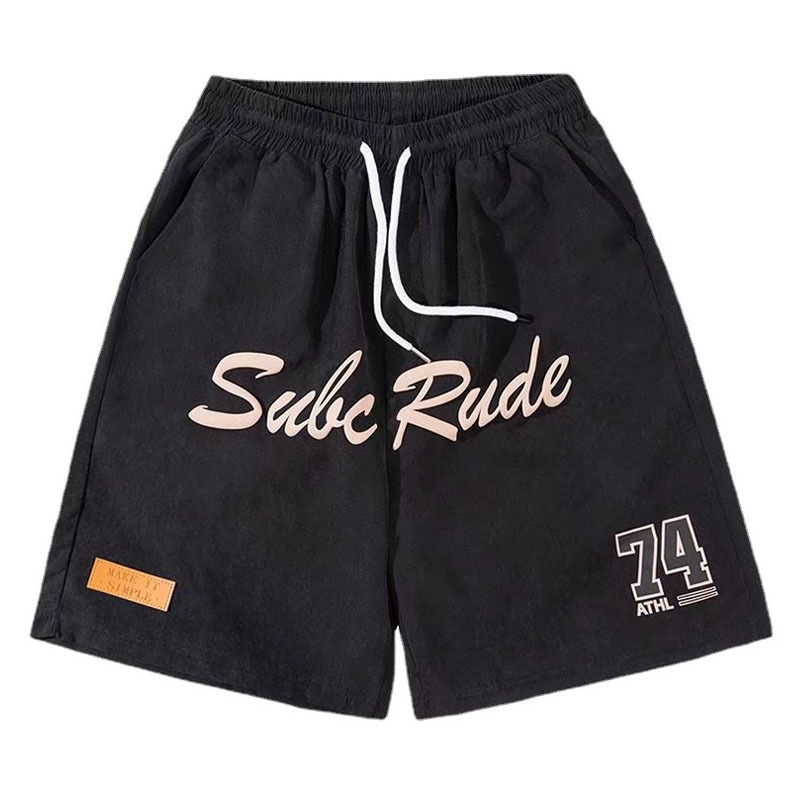 Streetwear Hip Hop Cargo Sports Shorts Men Harajuku Letter Printed Summer Loose Elastic Waist Casual Five Points Pants Male 220722