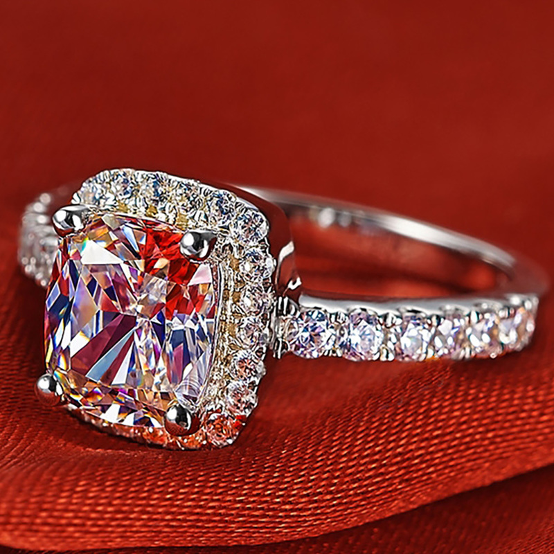 18K Au750 White Gold Women Ring Diamonds 1 2 3 4 5 Carat Cushion Elegant Wedding Party Engagement Anniversary Ring 220816