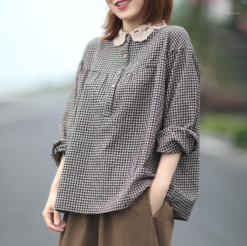 Plaid Women Shirt 2022 Autumn Loose Big Sized Long Sleeve Lace Linen Long-Sleeved Retro Casual Mori Girl Blouse Women's Blouses & Shirts, Black
Plaid Women Shirt 2022 Autumn Loose Big Sized Long Sleeve Lace Linen Long-Sleeved Retro Casual Mori Girl Blouse Women's Blouses & Shirts, Black