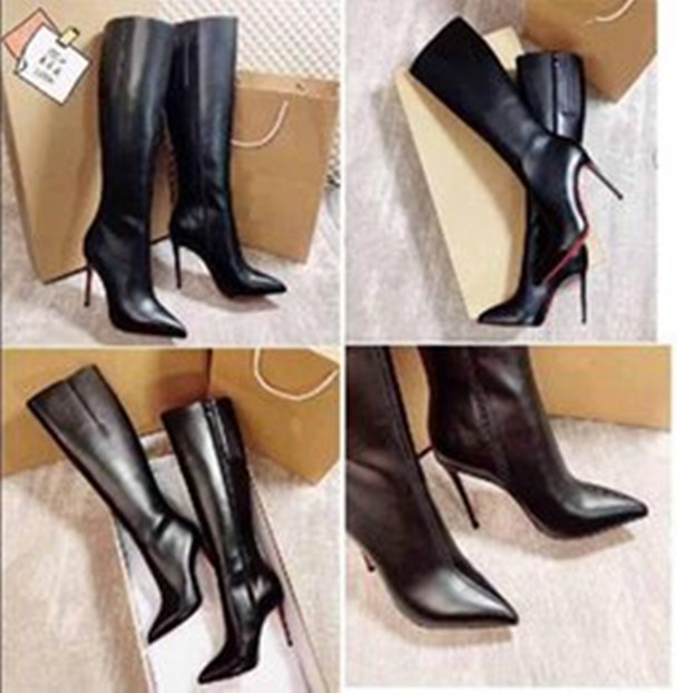 Fashion Sexy Woman Dress Boots Red Bottoms Booty High Heels Reds Soles Black Leather Bootsy Pigskin inside Tall Boot Women Wedding Gift
Fashion Sexy Woman Dress Boots Red Bottoms Booty High Heels Reds Soles Black Leather Bootsy Pigskin inside Tall Boot Women Wedding Gift