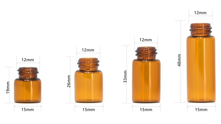 100pcs 1ml/2ml/3ml/5ml Empty Dram Amber Glass Essential Oil Bottle Thin Glass Small Amber Perfume Oil Vials Sample Test Bottle 220711