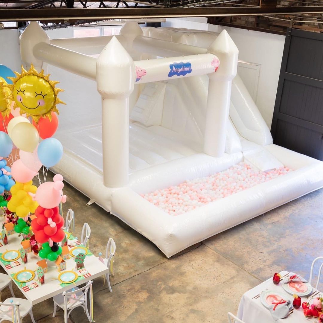 Commercial Wedding White Bounce House Inflatable Bouncer With Slide And Ball Pit Pool Bouncy Castle For Party