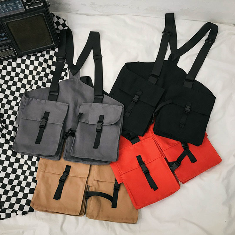 Tactical Vest Streetwear Bag for Women Hip Hop Chest Rig Waist Bag Adjustable Multiple Pockets Unisex Waist Pack Chest Bag HW712 220513