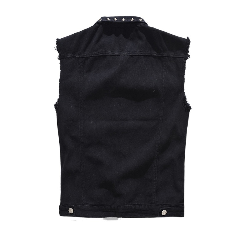 Men's Vests Denim Vest Men Punk Rock Rivet Cowboy Black Jeans Waistcoat 220823