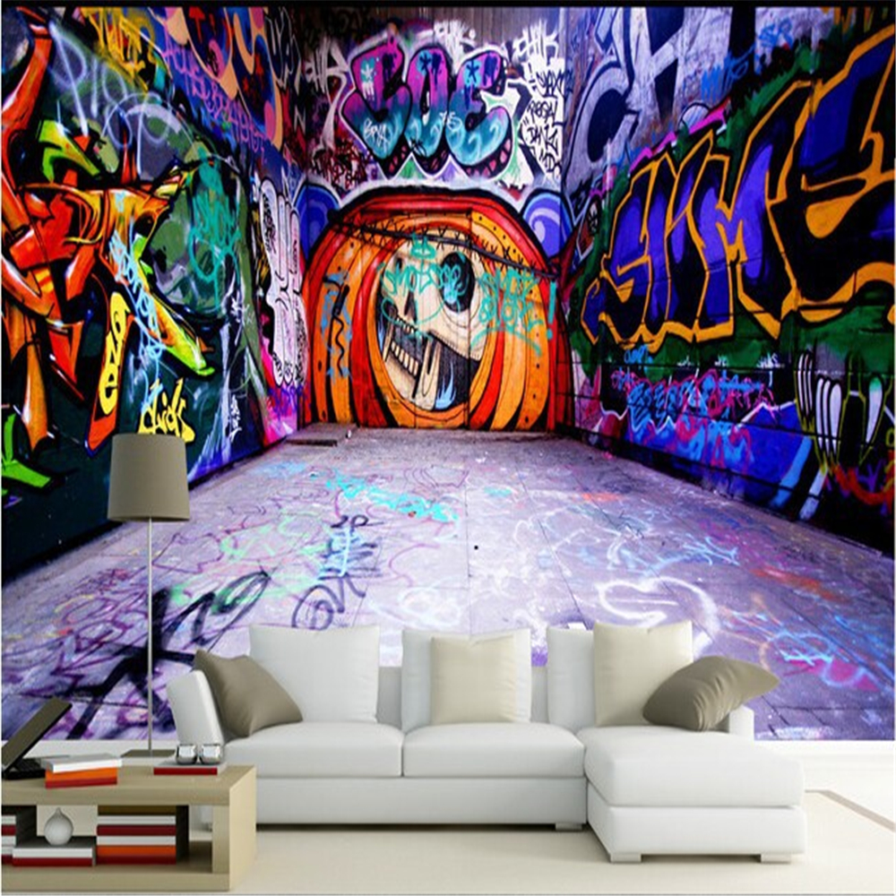 Custom 3 d stereoscopic wallpaper 3d space graffiti wall waterproof fabric used for KTV hotel bar papel DE parede