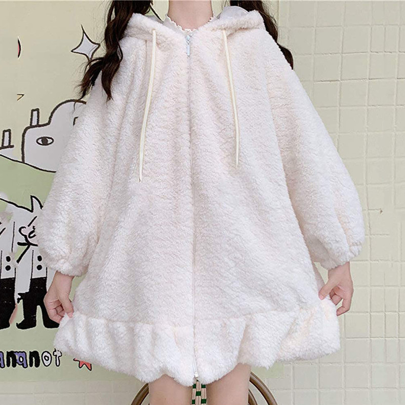 Women's Hoodies & Sweatshirts Bunny Ear Hoodie Women Kawaii Casual Solid Color S 220823
