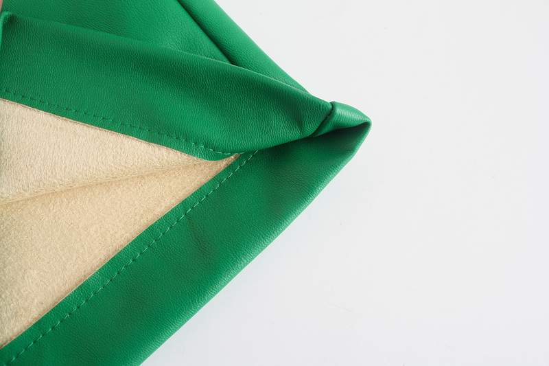 Women Green PU Leather Pants Zipper Female Autumn Winter Pencil Trousers 220325