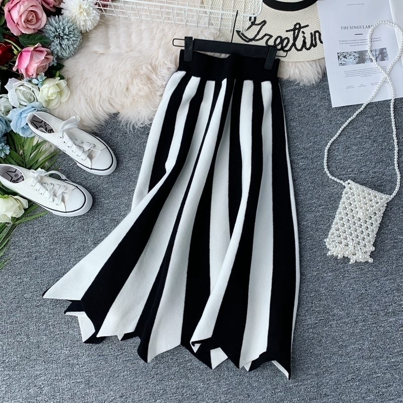 Striped Knitted Ladies Skirt Autumn And Winter Aline High Waist Female Skirt Vintage Chic Women Casual Kneelength Skirt Soft Y200326, Apricot black
Striped Knitted Ladies Skirt Autumn And Winter Aline High Waist Female Skirt Vintage Chic Women Casual Kneelength Skirt Soft Y200326, Apricot black