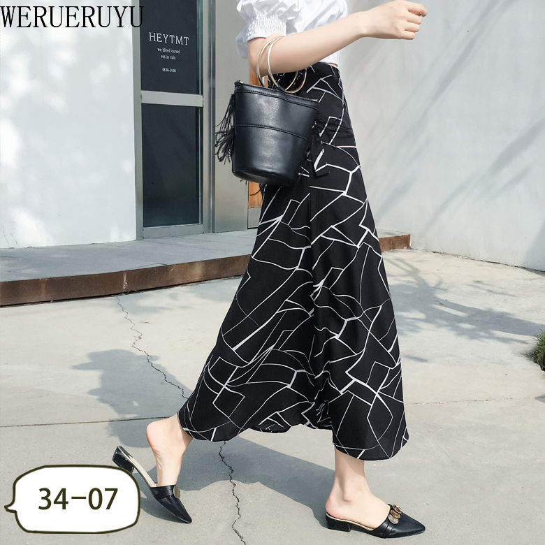 WERUERUYU Wrap Skirts Women Casual Chiffon TieWaist Ruffle Wide Leg Loose 220701